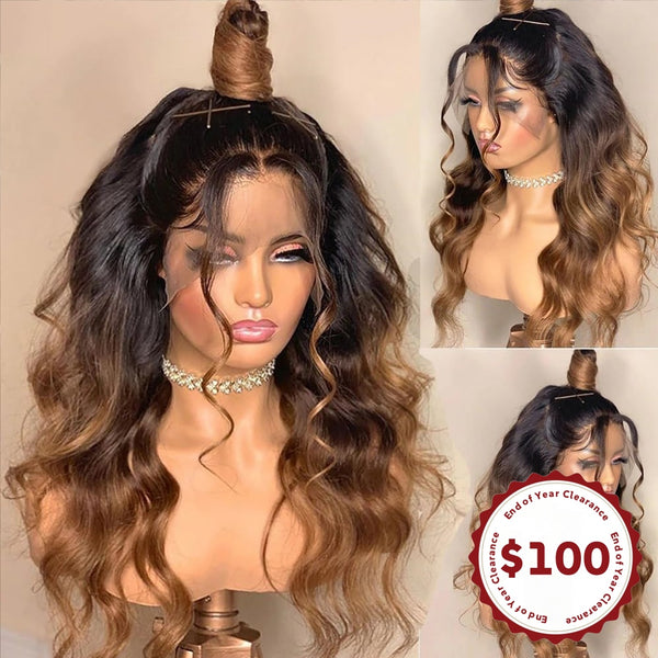 CLEARANCE Imani | 13X6 Lace Front Black Root Ombre Wavy Human Hair Wig