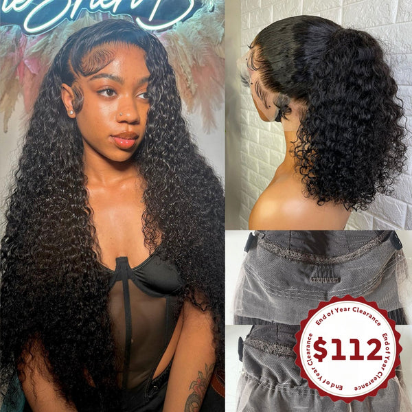 CLEARANCE 360 Lace Invisible Strap 250% Human Hair Lace Wig Curly