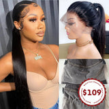 CLEARANCE 360 Lace Invisible Strap 250% Human Hair Lace Wig Straight