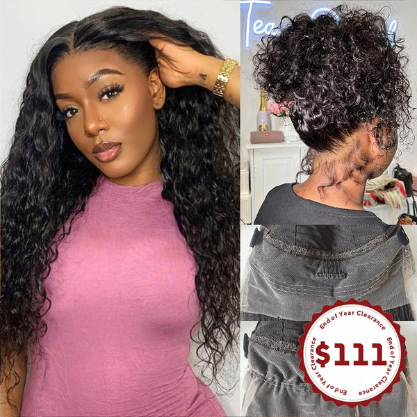 CLEARANCE 360 Lace Invisible Strap 250% Human Hair Lace Wig Water Wave