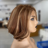 13x4|13x6 Short Pre-styled Highlight Wavy Human Hair Lace Front Wig