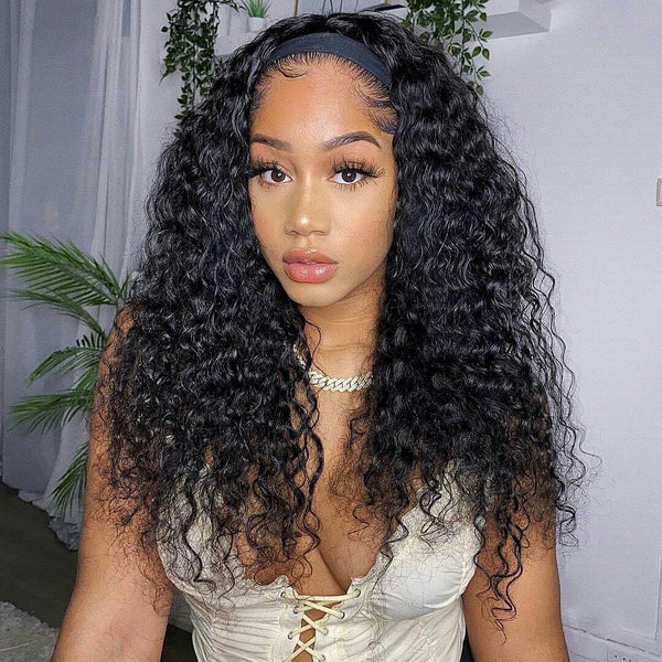 Glueless Headband Wig Virgin Human Hair Water Wave