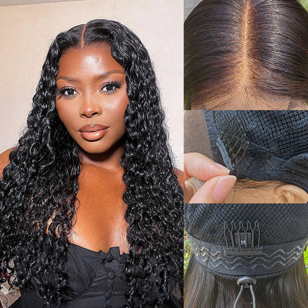 Upgraded Drawstring Dome Cap 3D Fitted Pre-Cut Lace Closure Wig Water Wave