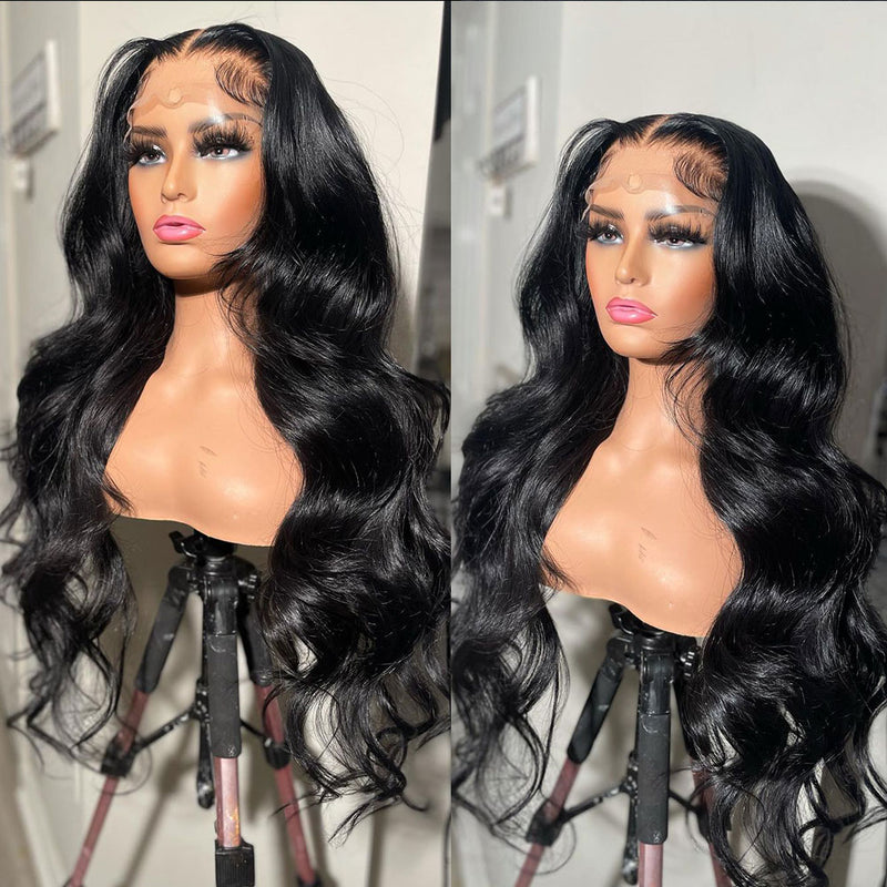 CLEARANCE #1 Jet Black 4X4/13x4 Transparent Lace Wig 250% Human Hair Wig