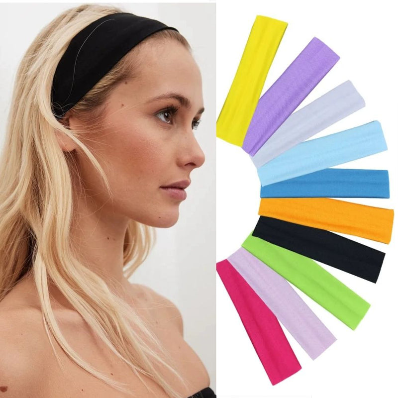 WOMEN HEADBAND TURBAN SOLID COLOR ELASTIC HAIR BANDS