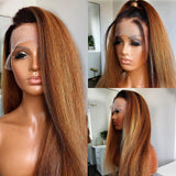 13X6 Lace Front Ombre Blonde Yaki Human Hair Wig