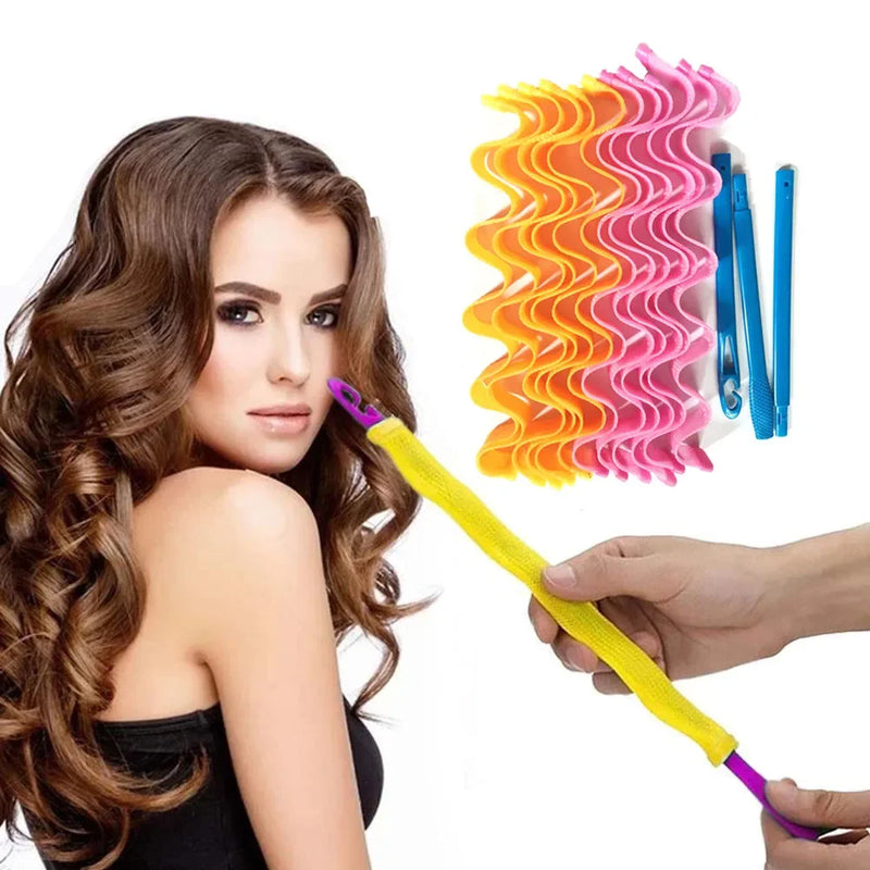 12Pcs Set Magic Hair Curler Heatless Crimps Curling Tool