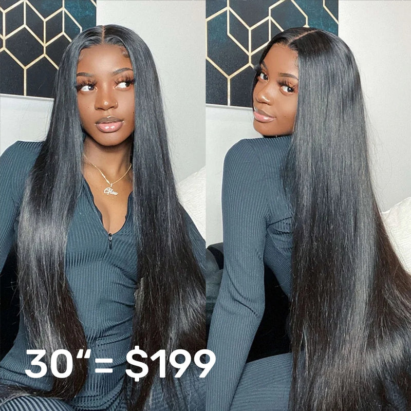 {30"=$199} 13x4|13x6 Long Human Hair Straight Lace Front Wigs