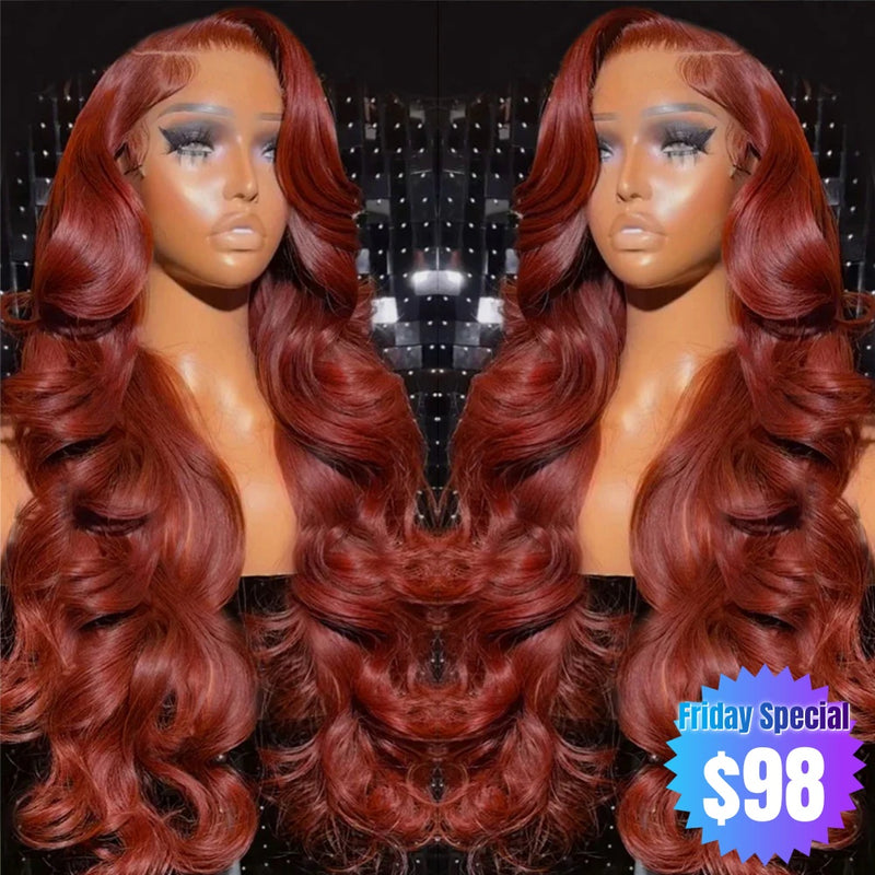 【Friday Special】Dominique | Reddish Brown/Auburn Body Wave Human Hair Lace Front Wig