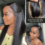 Knot-Free 360 HD Skin Melt Lace Invisible Strap 2.0 Upgraded Human Hair Frontal Wig Light Yaki