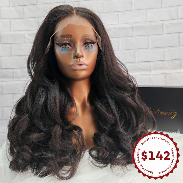 Upgraded Drawstring 9x6 Fitted Pre-Cut Lace Closure Yaki Wavy Wig