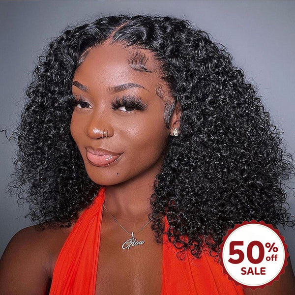 {50% Off} 13x4 Lace Front Straight Kinky Curly Bob Virgin Human Hair Wigs