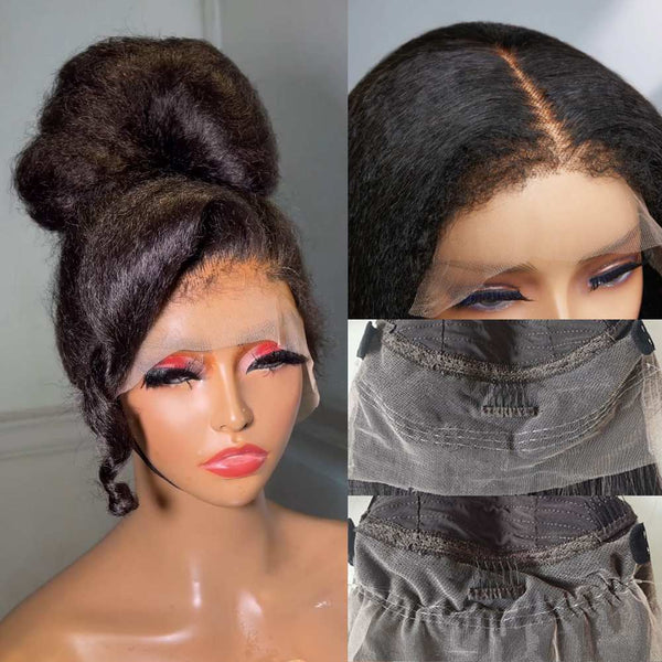 Skin Melt 360 Lace 4C Edge Invisible Adjustable Strap Human Hair Frontal Wig | Kinky