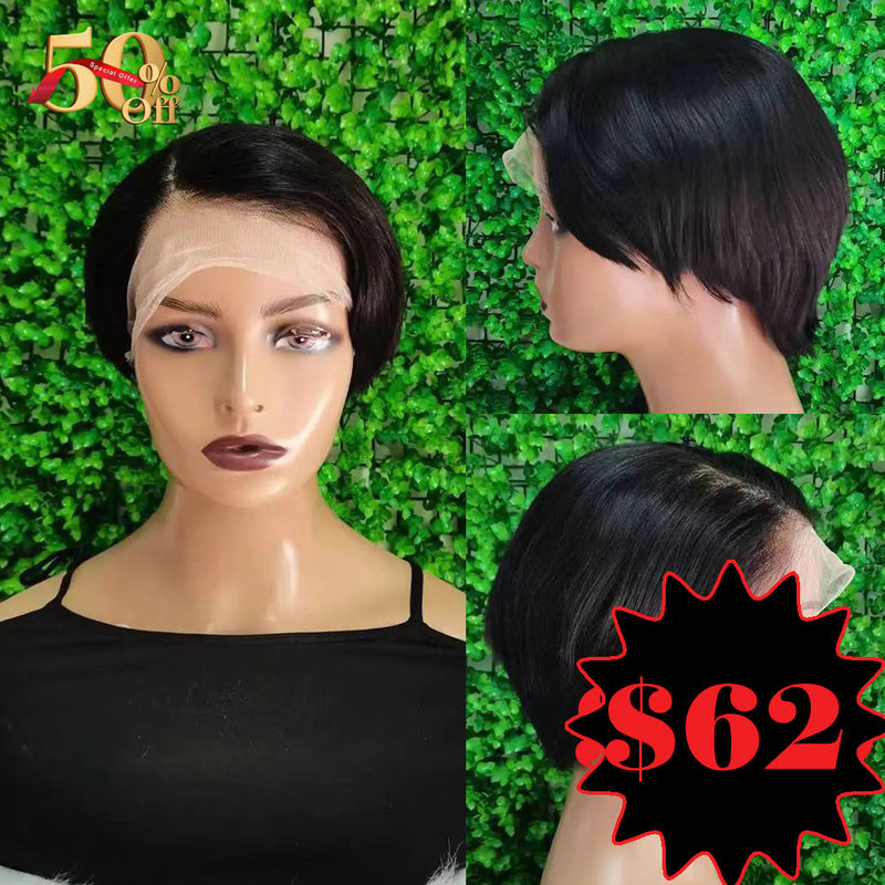 {50% OFF} Pixie Cut Prestyled Human Hair Lace Front Wig