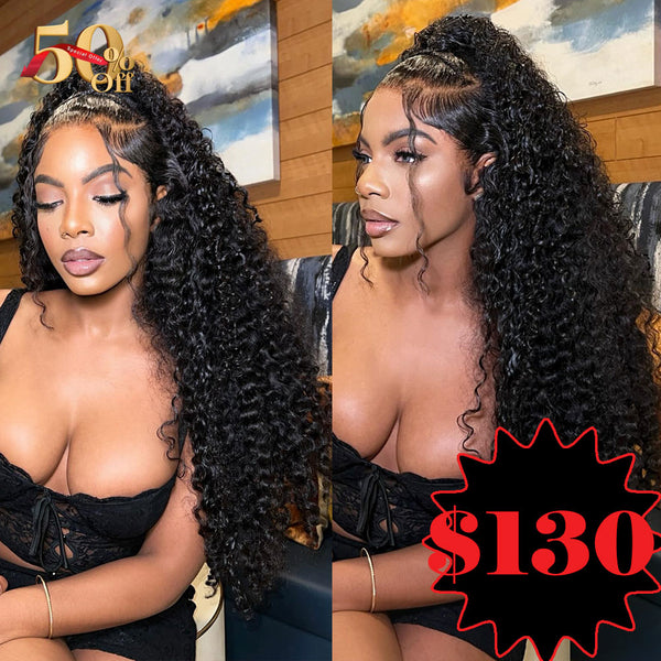 {50% Off}  200% Density Burmese Curls 13x4 HD Lace Front Top Grade Human Hair Wigs