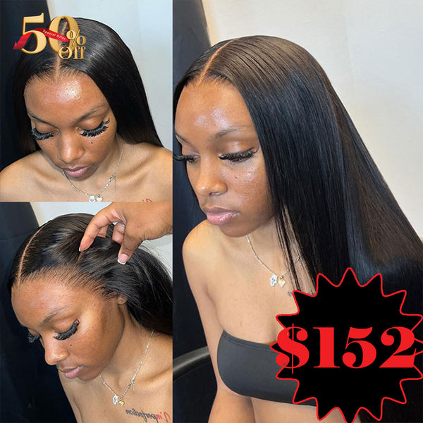 {50% Off}  13X6 HD Skin Melt Lace Delicate Hairline Human Hair Lace Front Wig | Straight