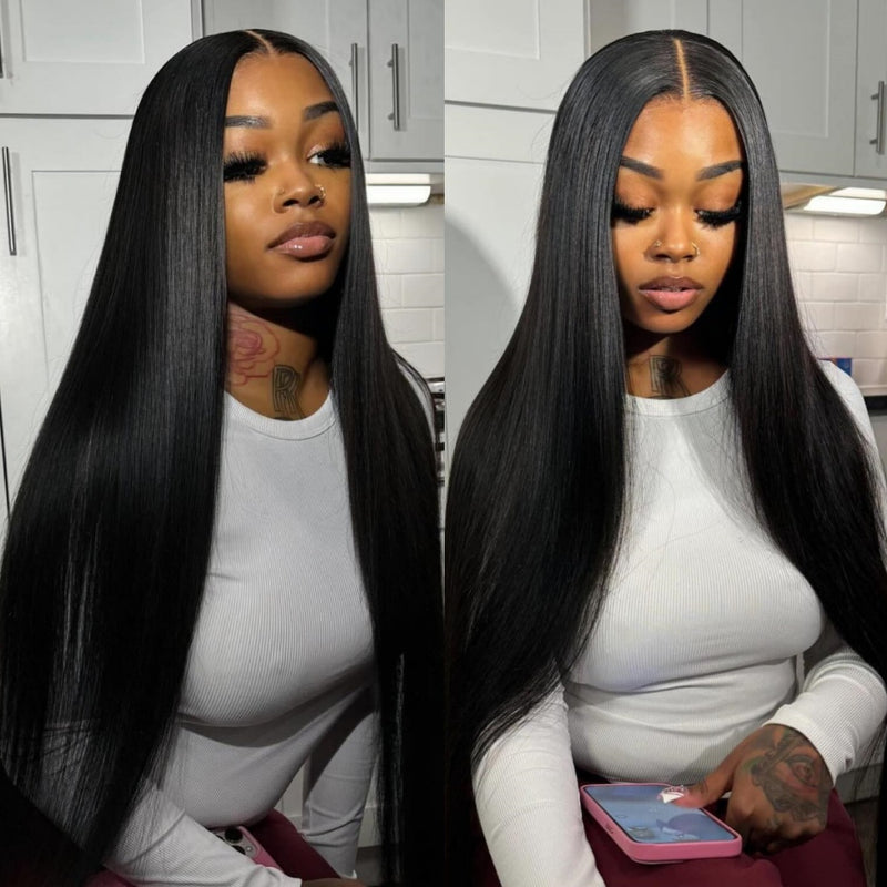 5x5 Closure Wigs Silky Straight Skin Melt Swiss Lace Wig