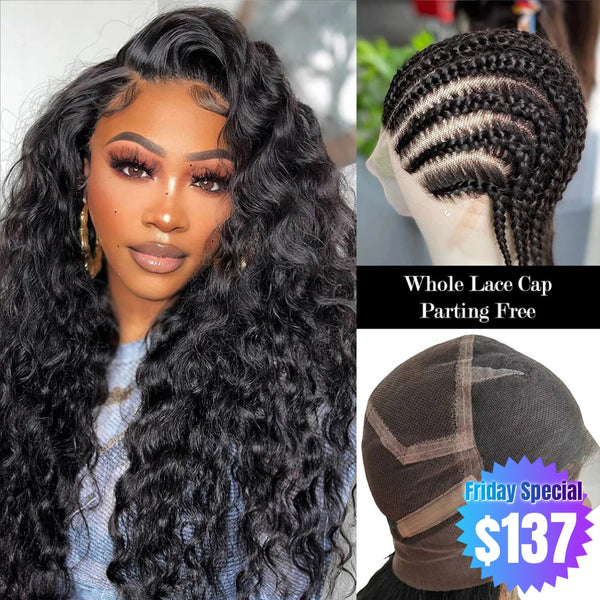 【Friday Special】Whole Lace Cap Transparent Lace Preplucked Human Hair Full Lace Wig | Loose Wave