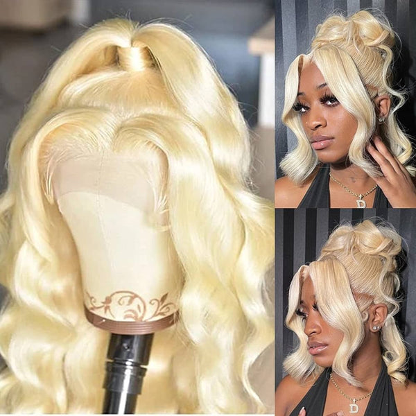 613 Blonde Full Lace Invisible Strap Preplucked Human Hair Lace Wig