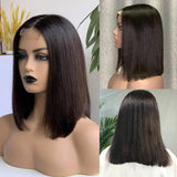 2x6 Deep Middle Part HD Skin Melt Lace Human Hair Blunt Cut Glueless Bob Wig