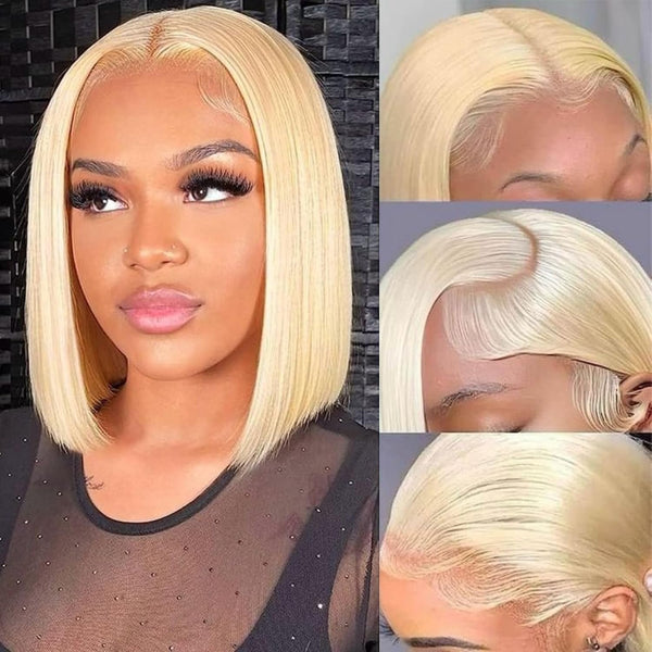 Diana | 13x4 Preplucked 613 Blonde Human Hair BOB Lace Wig | Silky Straight