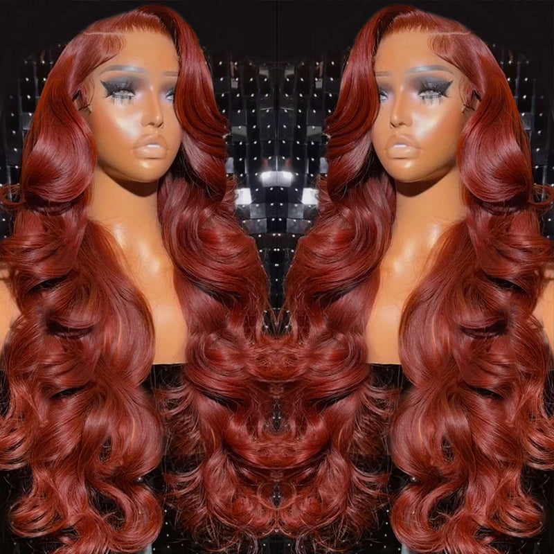 Dominique | Reddish Brown/Auburn Body Wave Human Hair Lace Front Wig