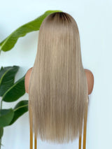 [SalonLux] 13x4 HD Lace Ombre Platinum Straight Preplucked Human Hair Lace Front Wig