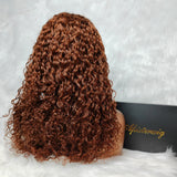 {50% Off} Skin Melt Full Lace Red Brown Deep Curly Human Hair Wig