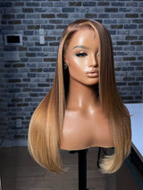 13x4|13x6 Ombre Brown to Honey Blonde Highlight Human Hair Lace Front Wig