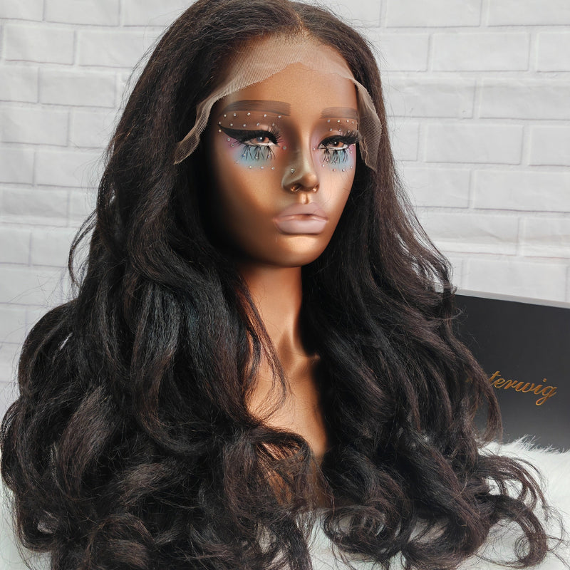 Upgraded Drawstring 9x6 Fitted Pre-Cut Lace Closure Yaki Wavy Wig