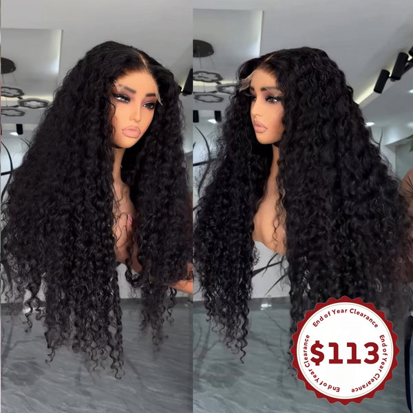 5x5 Closure Wigs Deep Wave Skin Melt Swiss Lace Wig