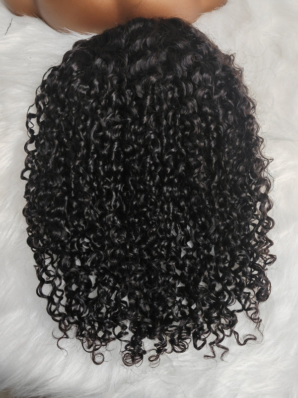 Flip Over Half Wig with Drawstring Deep Curls Glueless Human Hair Wig