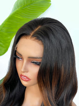 [SalonLux] 13x4 HD Lace Highlight Wavy Preplucked Human Hair Lace Front Wig