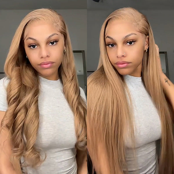 13x4/13x6 Flaxen Ash Blonde Preplucked Human Hair Lace Front Wig