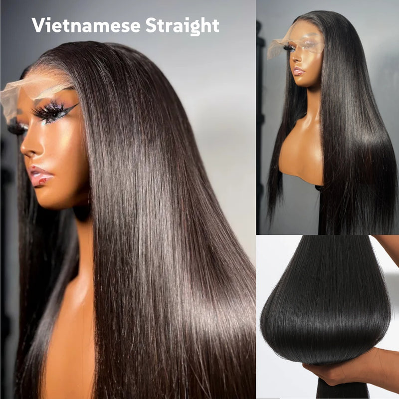 Vietnamese Bone Straight 5x5 HD Skin Melt Lace Closure 250% Density Lace Wig