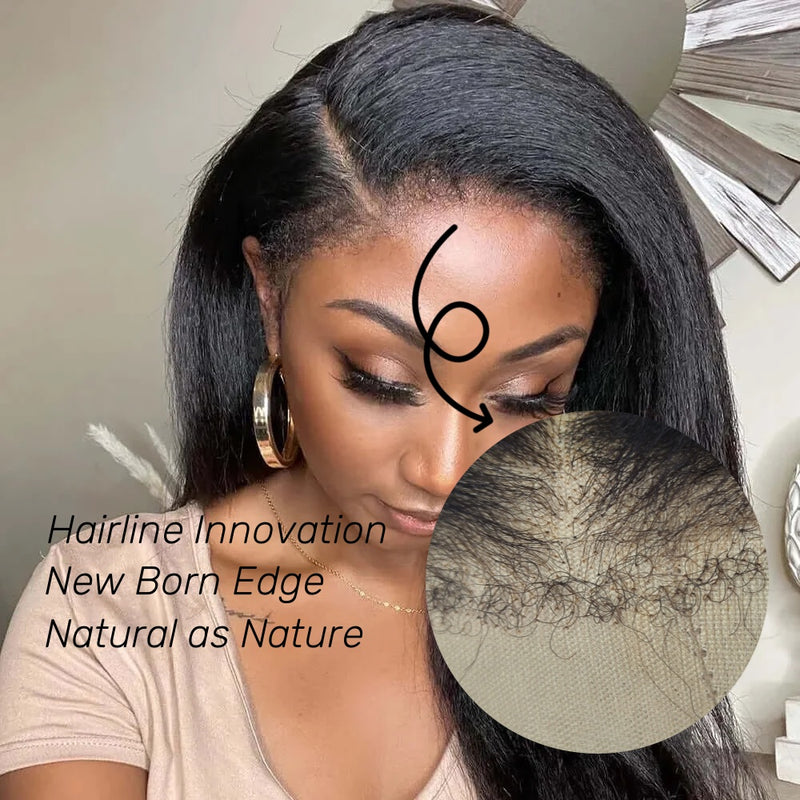 [NEW BORN EDGE + KNOT-FREE] 13x6 Skin Melt HD Lace Human Hair Frontal Wig Highlight Yaki