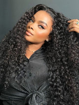 13x6 Full Hair Transparent Lace Human Hair 250% Density Frontal Wig Deep Wave