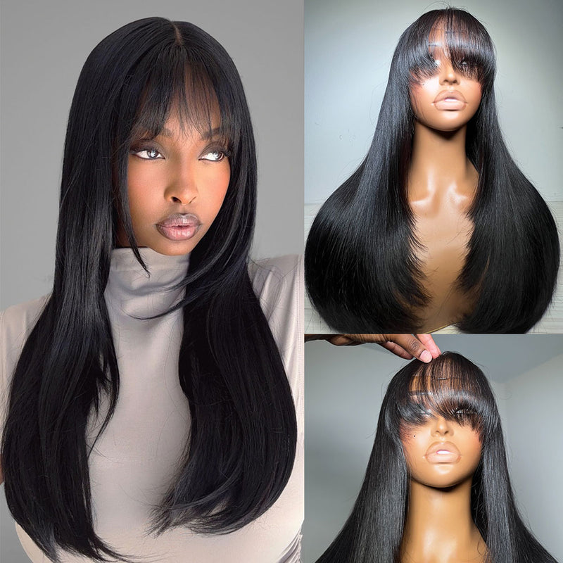 CLEARANCE 13x4|13x6 Curtain Bang Prestyle Layered Lace Wig 250% Human Hair Wig