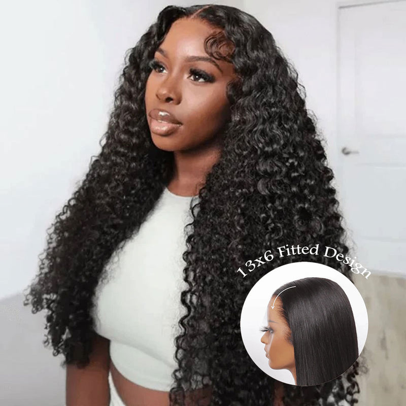 Upgraded Knot-Free13x6 Fitted Cap Glueless Skin Melt Lace Front Wig Burmese Curly