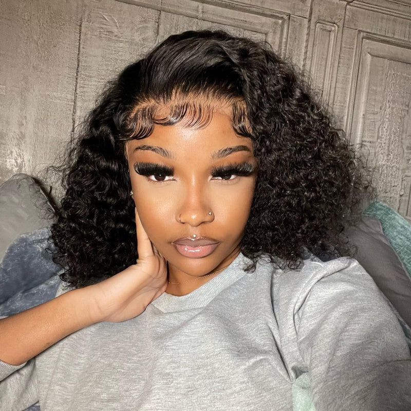 {50% Off} 13x4 Lace Front Curly Bob Virgin Human Hair Wigs