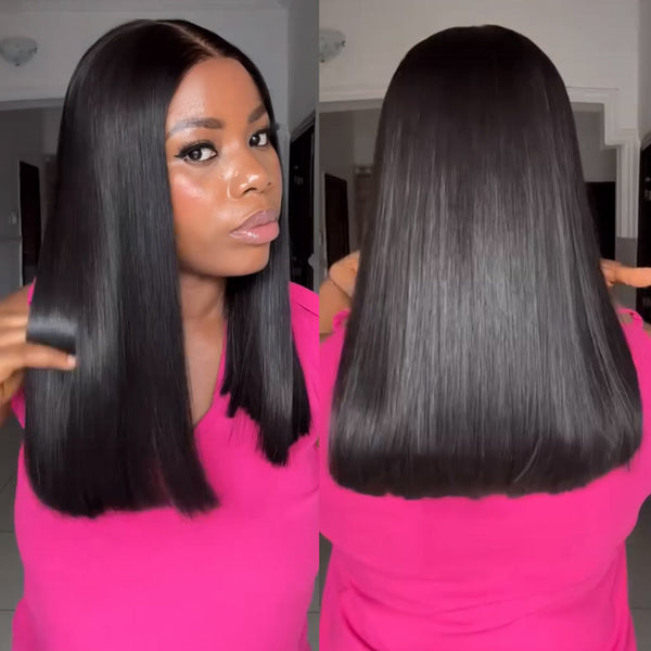 Double Drawn 250% Human Hair 4X4/13x4 Lace Wig Full End Straight Hair Bob Wig