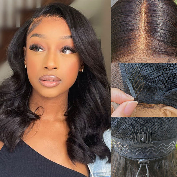 Upgraded Drawstring 9x6/13x6 Fitted Lace Closure Barrel Curls Wavy Gluelss Bob Wig