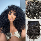 Ultra Thin Burmese Curls Seamless PU Clip In Hair Extension Virgin Human Wefts Set