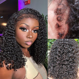 Upgraded Drawstring 4C Edge 9x6 Fitted Pre-Cut Lace Closure Curly Bob Wig