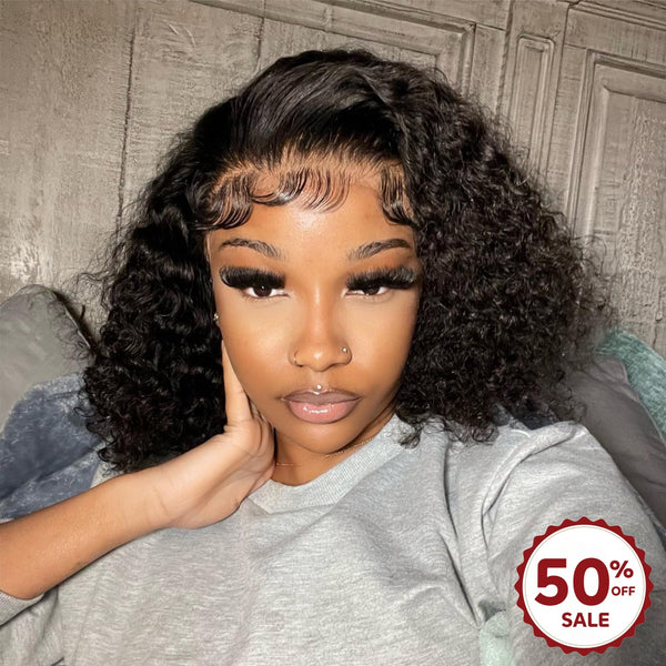 {50% Off} 13x4 Lace Front Curly Bob Virgin Human Hair Wigs