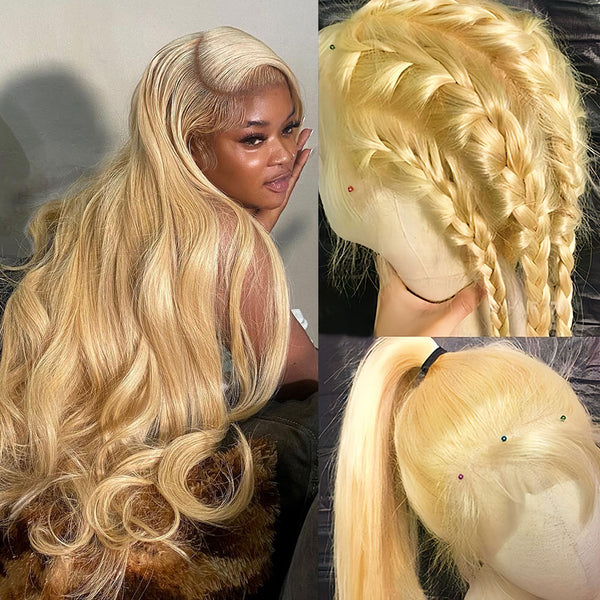 613 Blonde Full Lace Invisible Strap Preplucked Human Hair Lace Wig