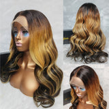 {50% Off} Ombre Highlight 360 Lace Honey Blonde 180% Body Wave Human Hiar Wig