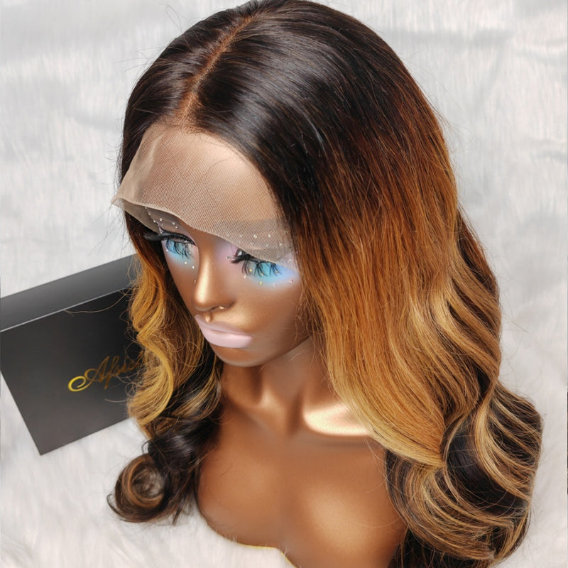 {50% Off} Ombre Highlight 360 Lace Honey Blonde 180% Body Wave Human Hiar Wig