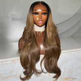 13x6 / 9x6 Knot-Free Fitted Cap Ombre Colored Wavy Lace Wig