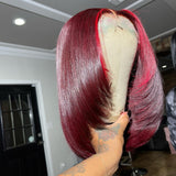 Reese | Red Highlight 99J Layered Bob Human Hair Bob Lace Front Wig